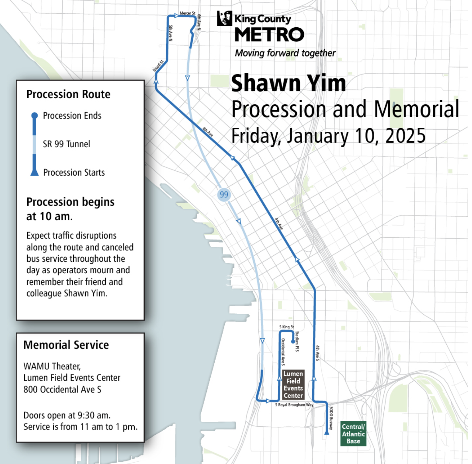 High number of Metro bus cancellations expected on Friday due to memorial procession